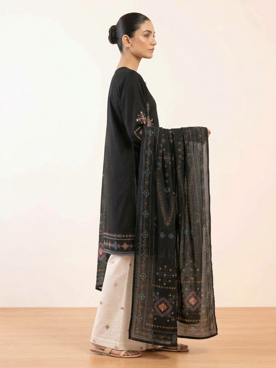 Black Embroidered 3-Piece