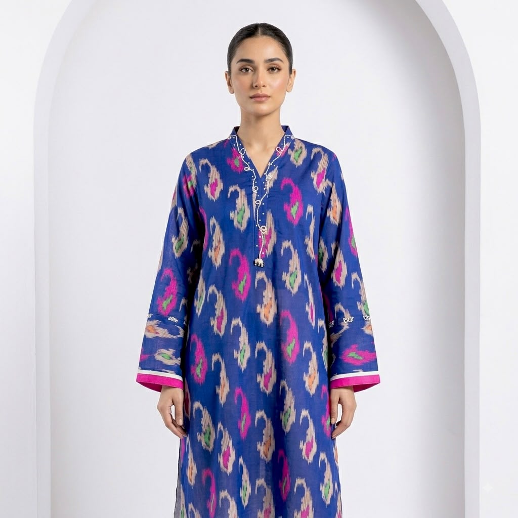 Blue Ikat Printed 2PC