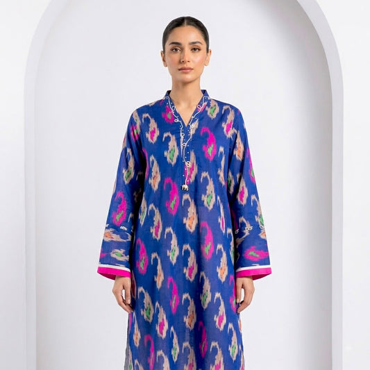 Blue Ikat Printed 2PC