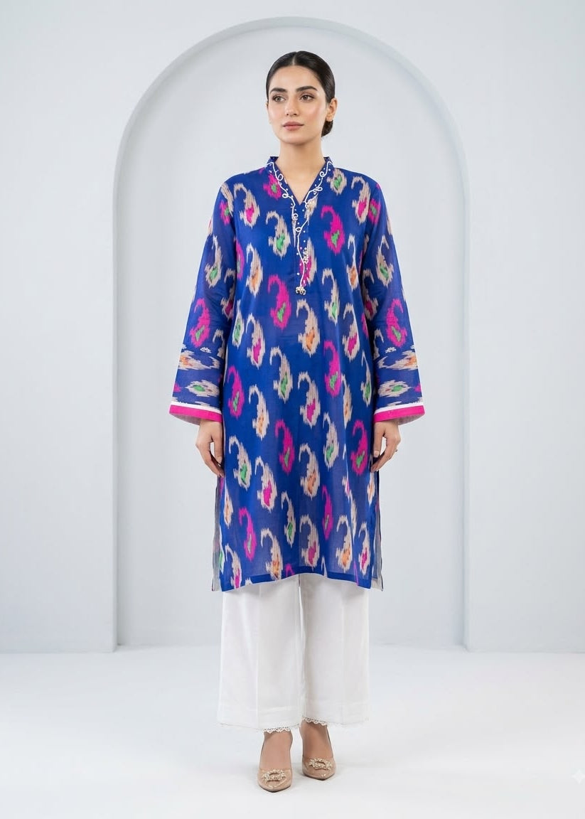 Blue Ikat Printed 2PC