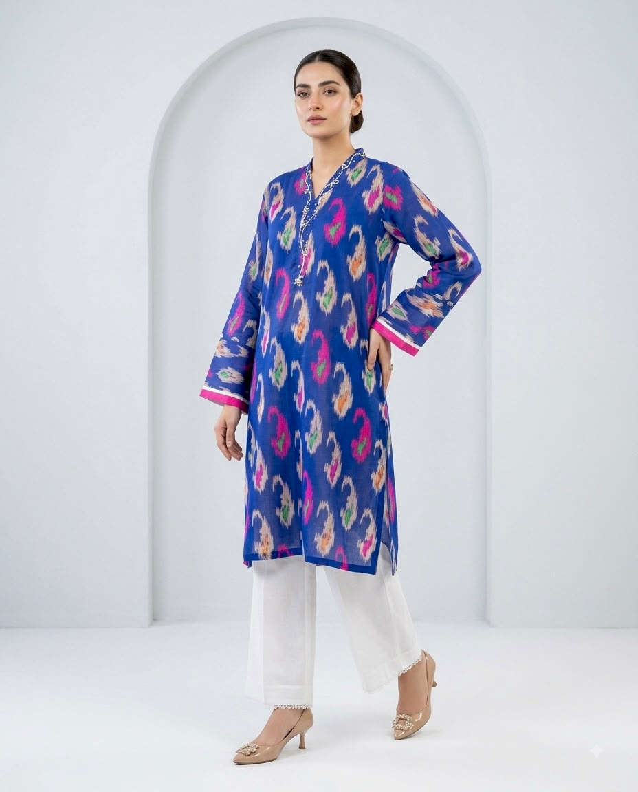 Blue Ikat Printed 2PC