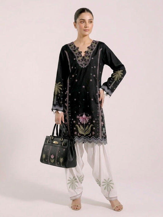Black Embroidered 2PC Suit