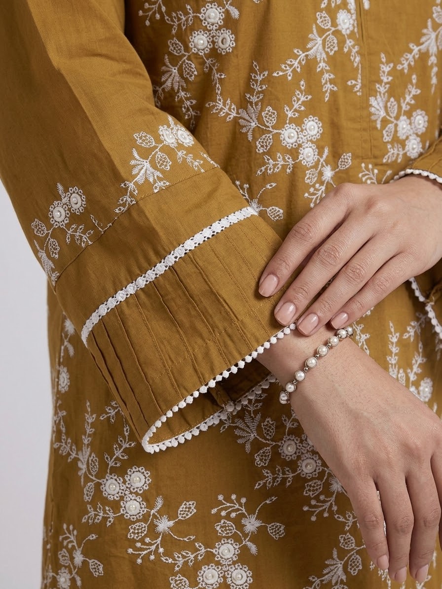 Mustard Embroidered 2-Piece Suit