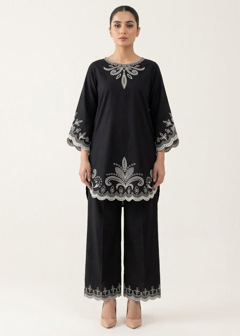 Elegant black 2-Piece Embroidered Suit
