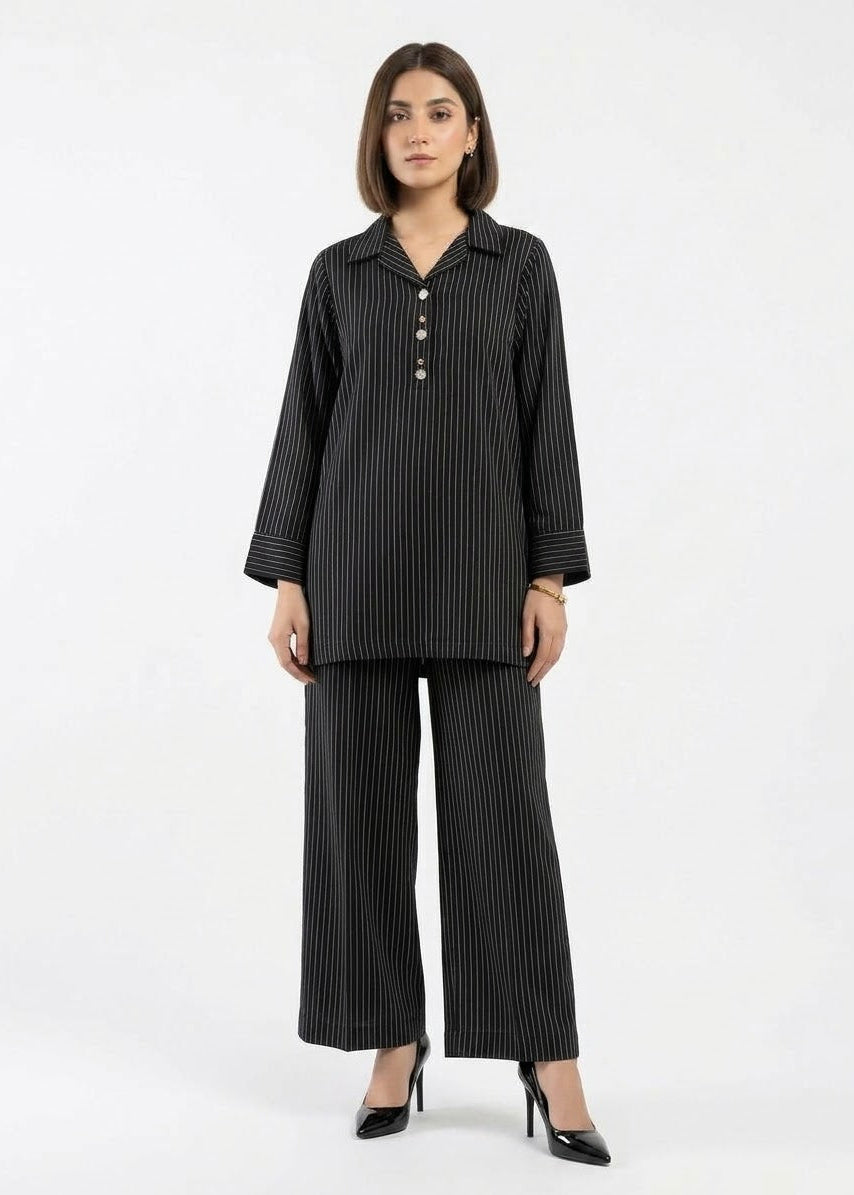 Black Pinstripe Co-Ord Set – Elegant & Chic