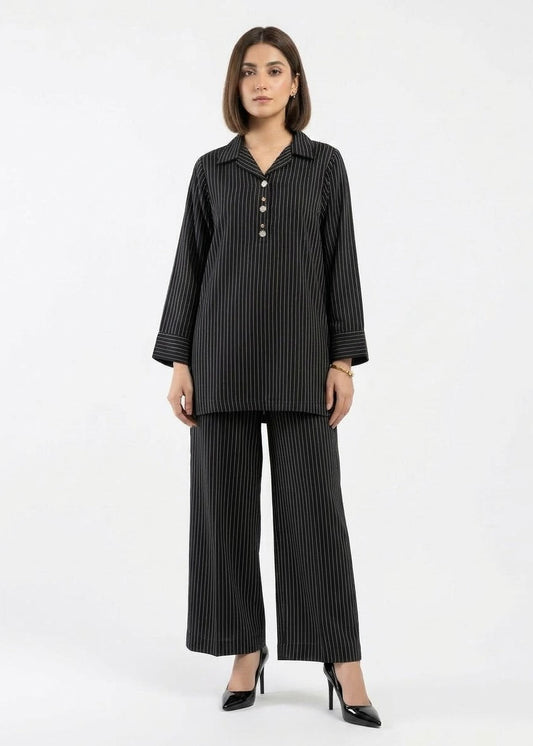 Black Pinstripe Co-Ord Set – Elegant & Chic