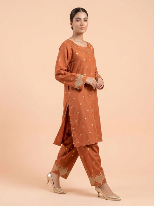 Rust Heart Embroidered 2-Piece