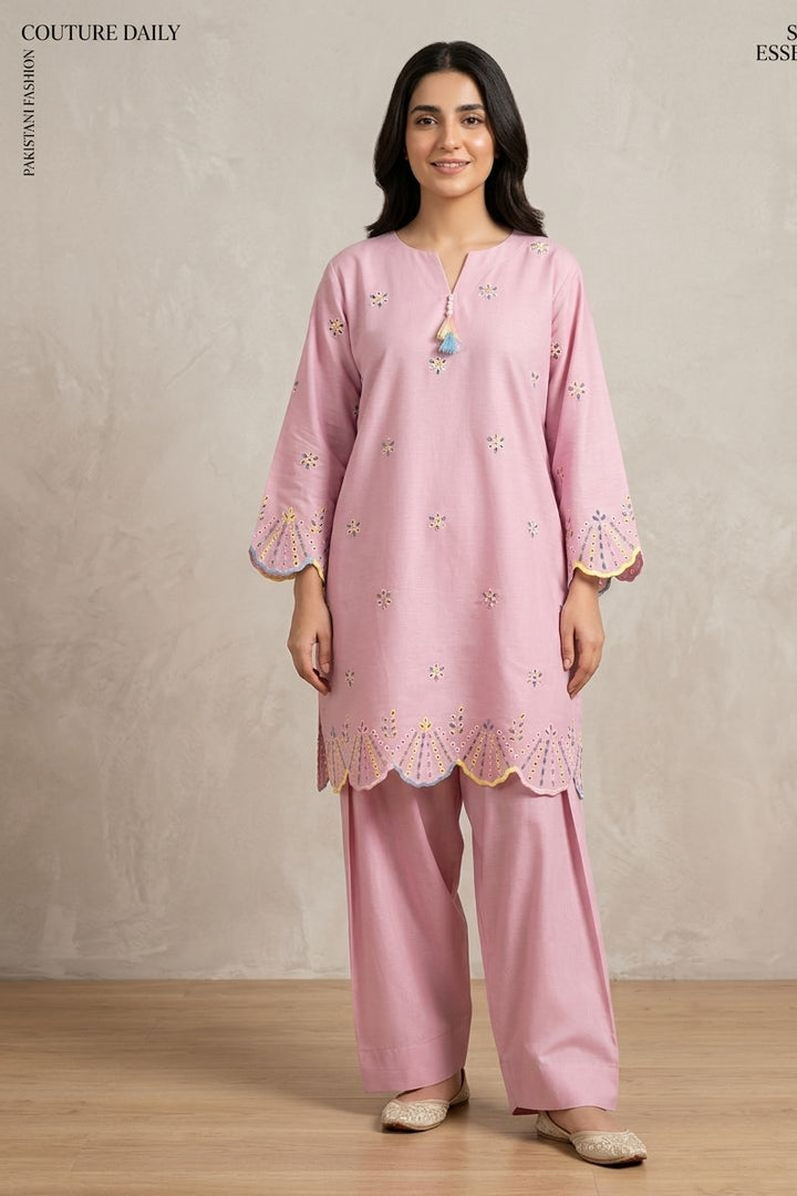 chikenkari bby pink two pc