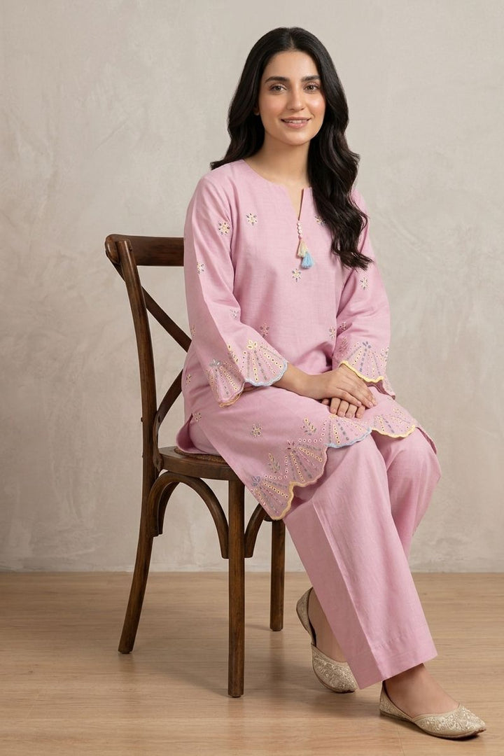 chikenkari bby pink two pc