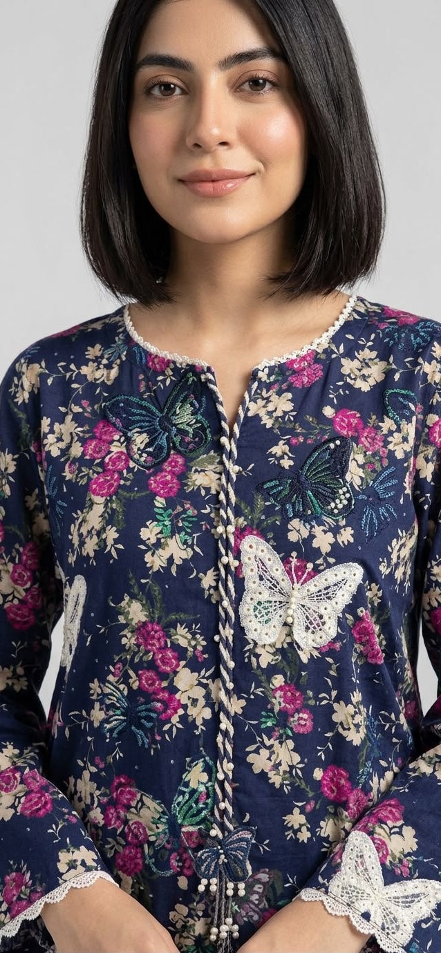 Butterfly embroidery{2pc stitched}