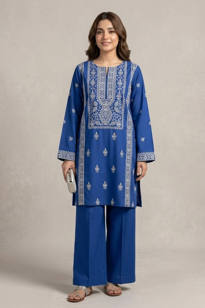 blue and white embroidery article