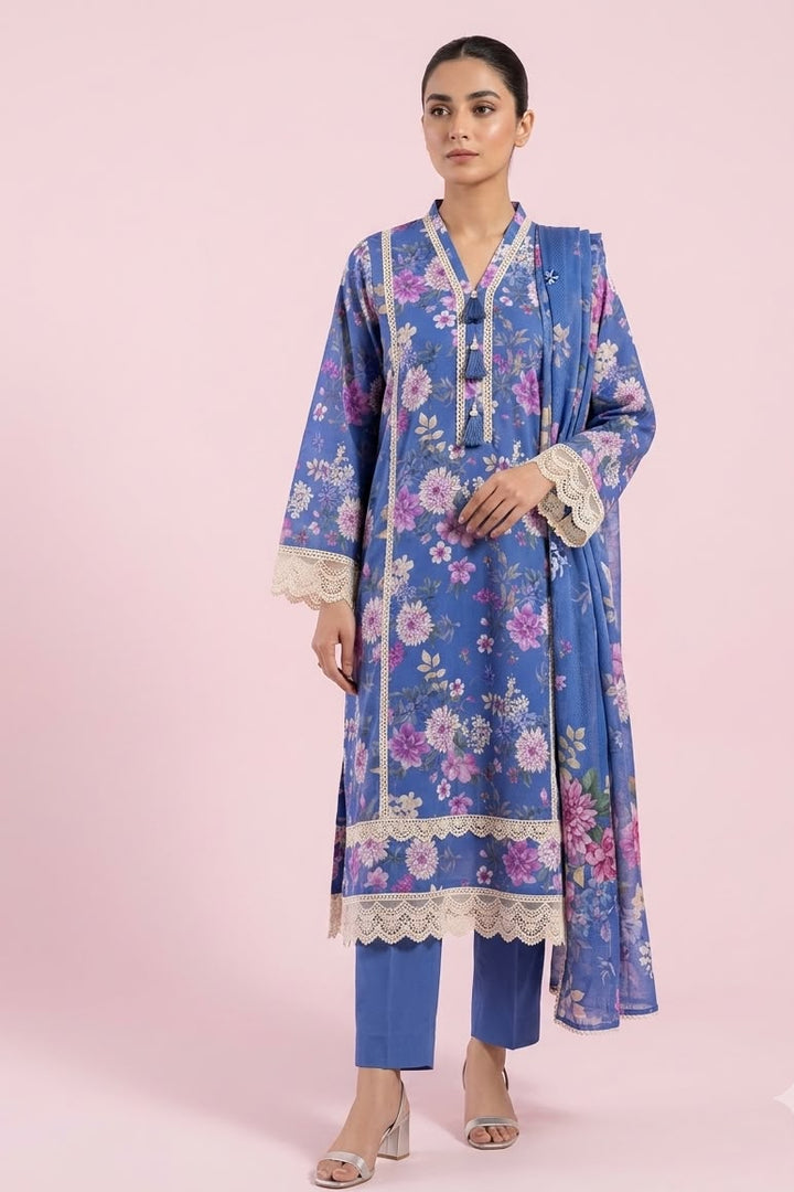 unstitched floral printed 2pc duptta shirt