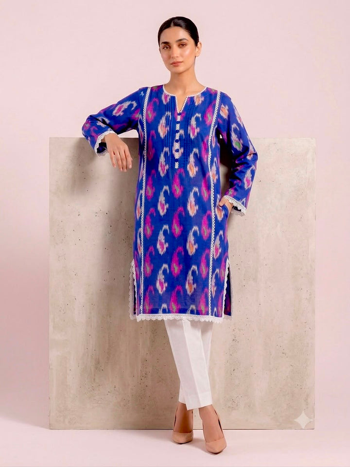 Royal Blue Printed Lawn unstitched – Elegant Summer 2-Piece Set