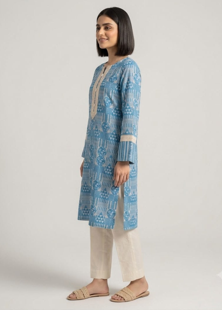 Sky Blue Printed 2 pc