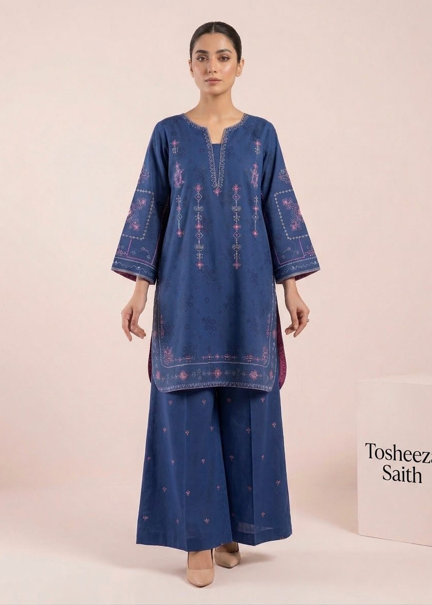 Navy Blue  embroidered 2-Piece