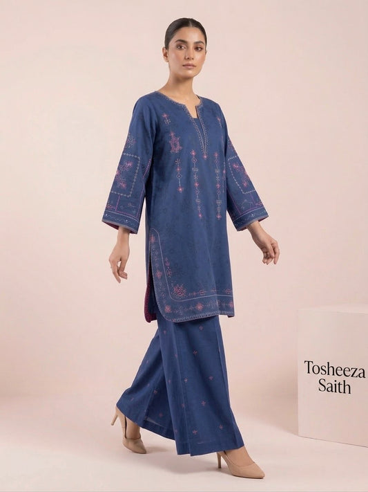 Navy Blue  embroidered 2-Piece