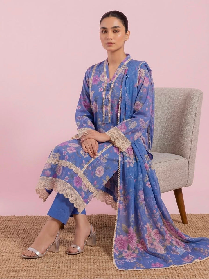 unstitched floral printed 2pc duptta shirt