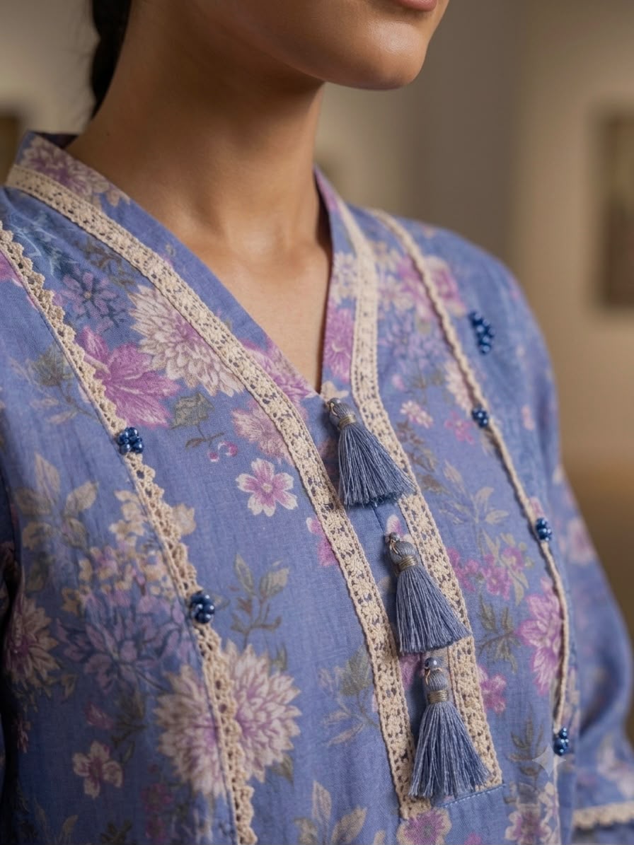 unstitched floral printed 2pc duptta shirt