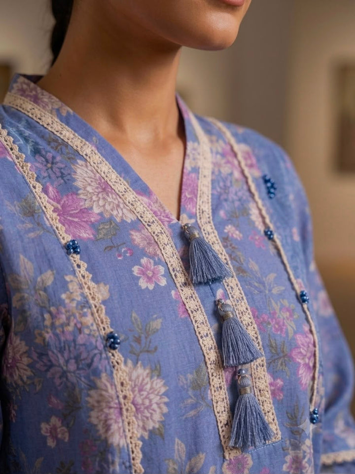 unstitched floral printed 2pc duptta shirt